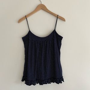 J.Crew Navy Polka Dot Strappy Tank